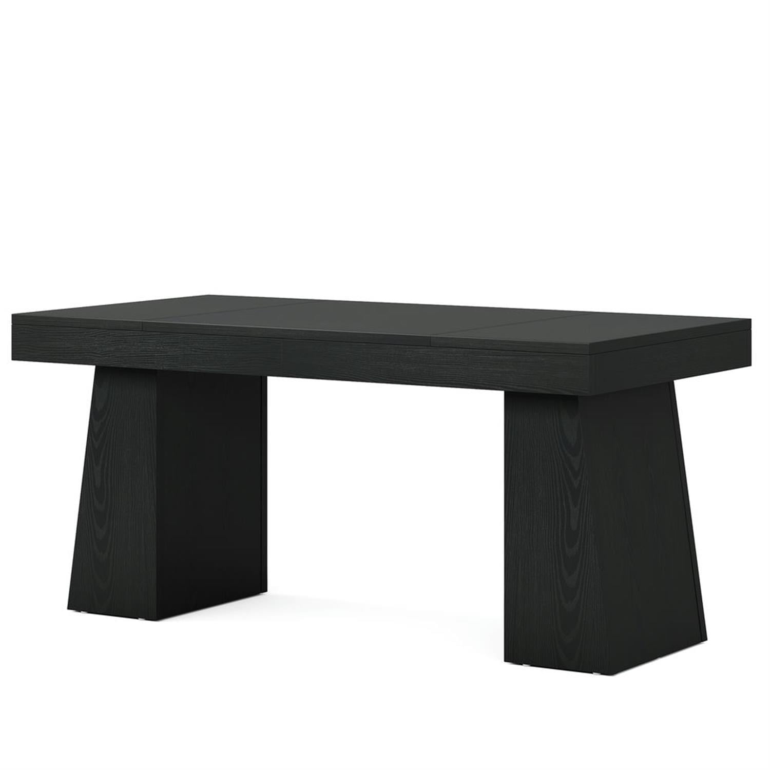 Demi Bonn 55" Wood Executive Computer Desk, Modern Duty Study Writing Gaming Table for Home Office, Rectangle Workstation, Black