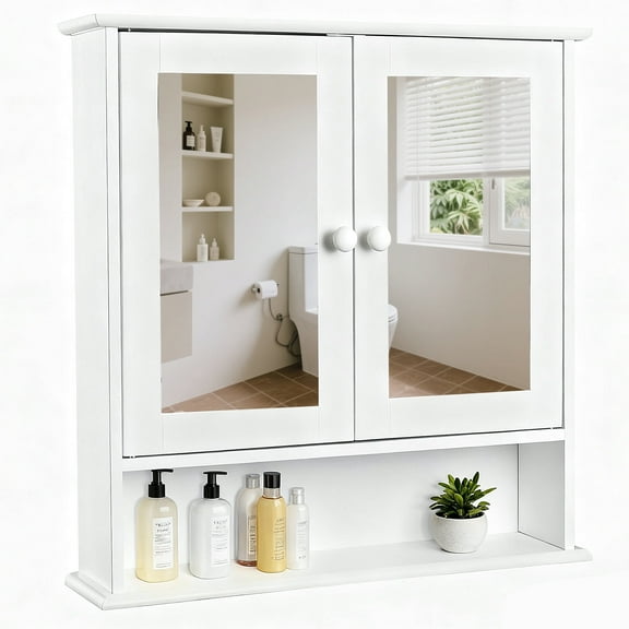 Dalattin Bathroom Medicine Cabinet, Storage Cabinet Wall Mounted with Mirror Doors & Shelves