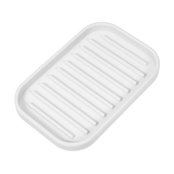 Jabonera, almacenamiento de limpieza de jabón, mantiene el jabón seco para el hogar, baño, cocina, silicona, blanco, 13,5x9 cm
