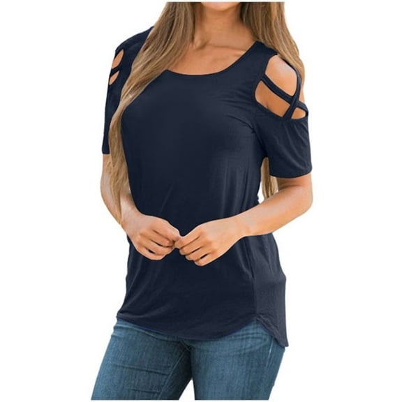 Ediodpoh Women's T Shirt Imitation Cotton Pull Frame Women's off Shoulder Solid Color Top T Shirts for Women BU2 XXL