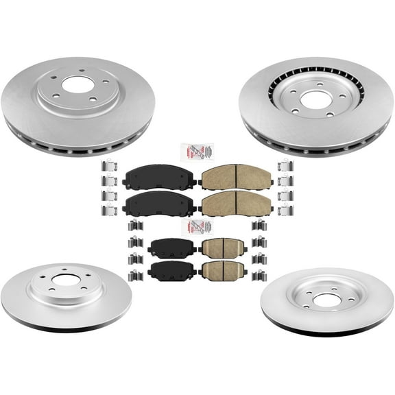 Front & Rear Coated Brake Rotors & Ceramic Pads For Town & Country 2012-2016