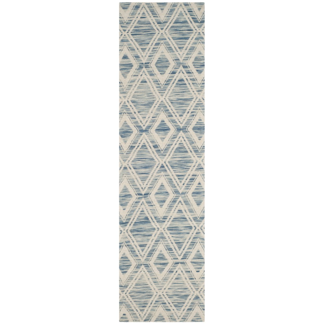 SAFAVIEH Marbella Alicia Geometric Diamonds Wool Area Rug, Dark Blue/Ivory, 10' x 14'