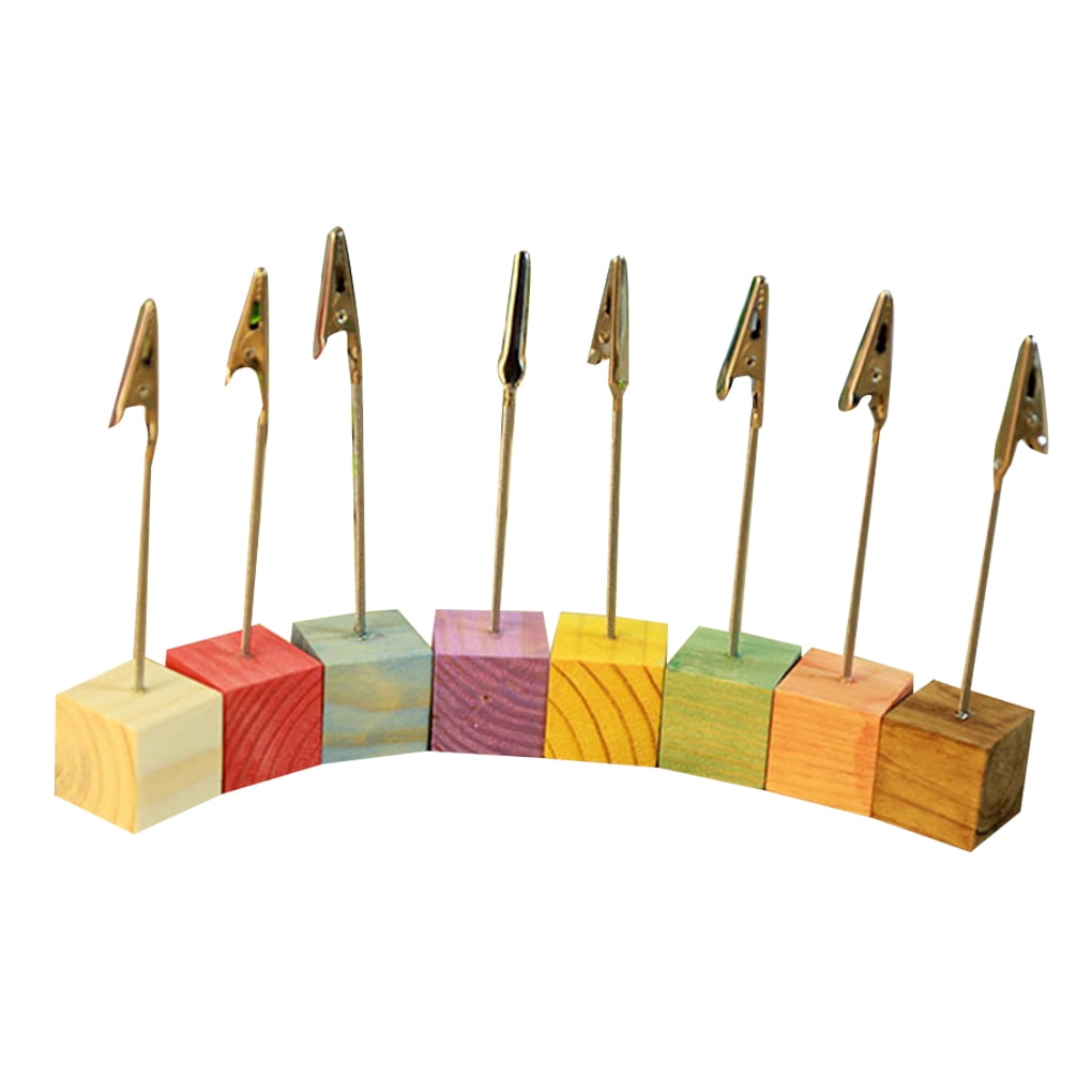 freestylehome 8pcs Wedding Menu Photo Wooden Seat Clip Table Card