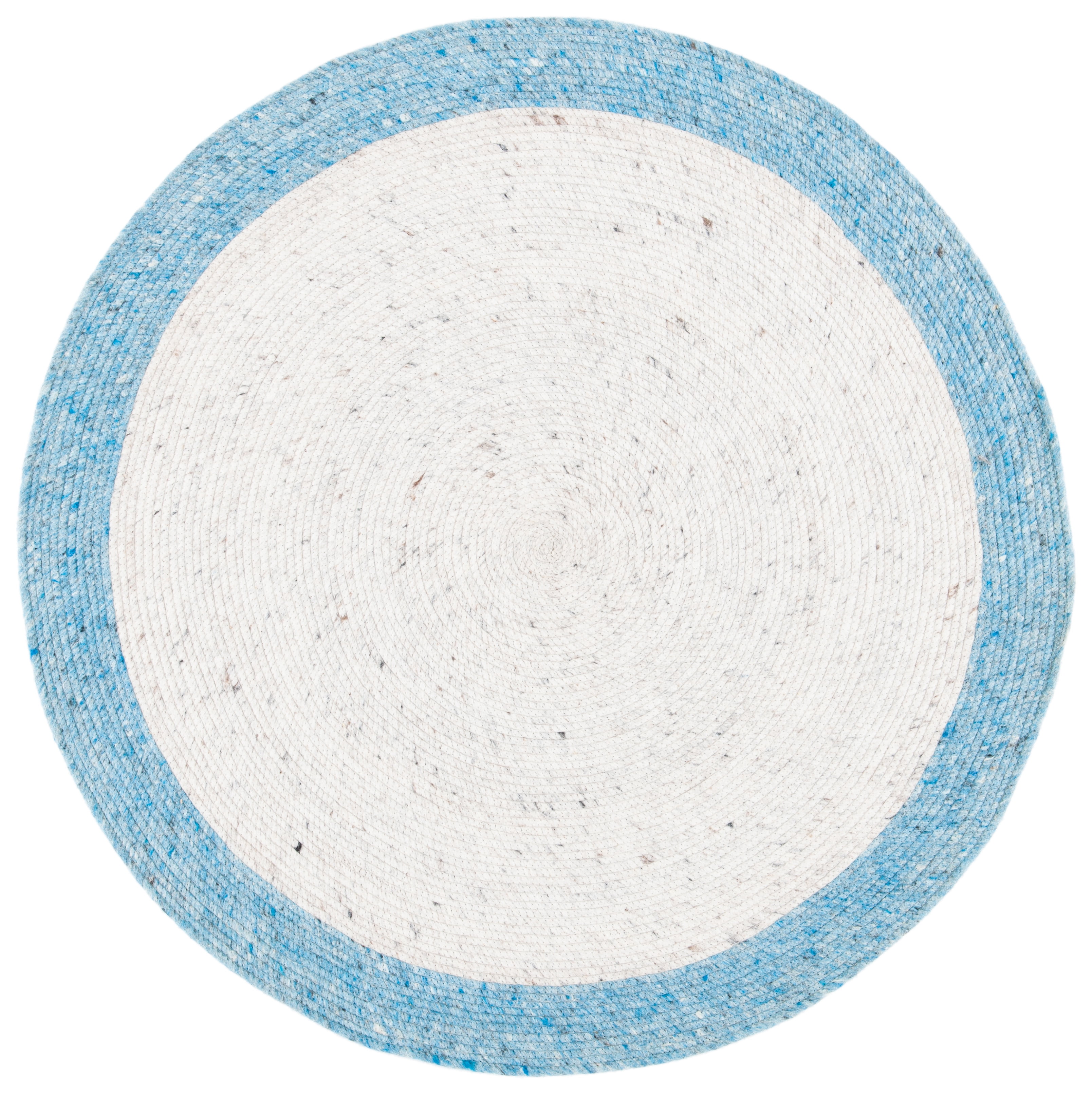 SAFAVIEH Braided Stephen Bordered Reversible Area Rug, Ivory/Blue, 5' x 5' Round
