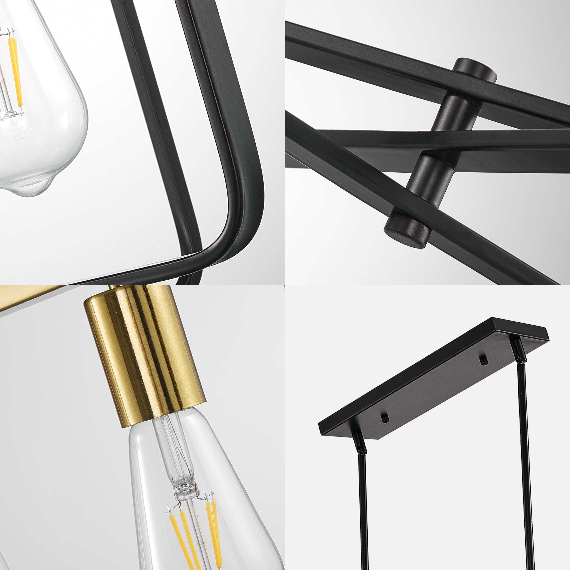 bokifol 5-Light Black Gold Farmhouse Chandelier Rectangle Ceiling Fixture for Dining Room