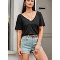 thumbnail image 3 of Women Large V-Neck Short Sleeve Bottoming Shirt, 3 of 6