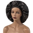 thumbnail image 2 of Gorro de ducha premium para mujeres con pelo largo. Gorros de ducha reutilizables, impermeables, de doble cara, negros para mujer, 2 of 4