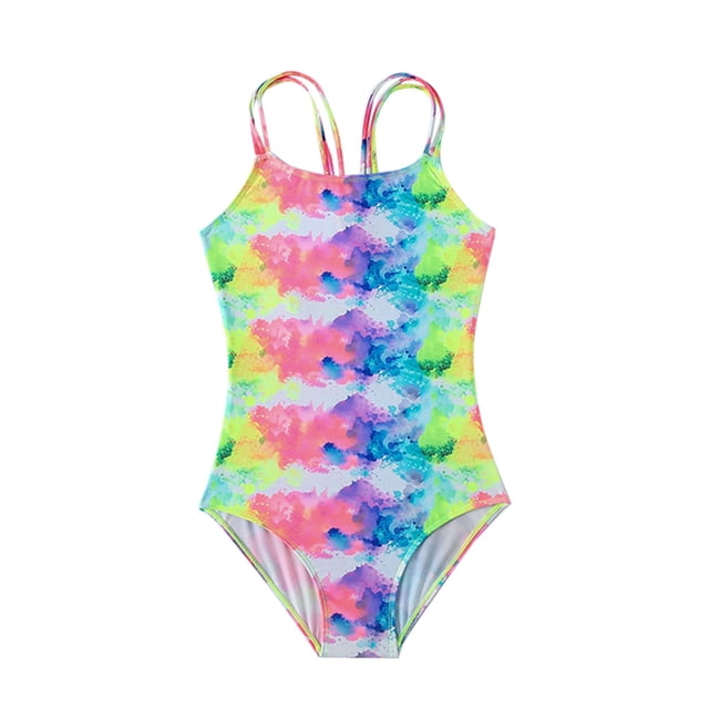 B91xZ Bathing Suit for Girls Toddler Little Girls One Piece Swimsuits Ruffles Bathing Suits,Yellow 8-9 Years