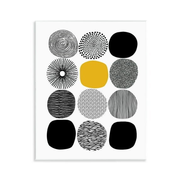 Stupell Industries Patterned Circles Yellow Accent Abstract Painting Unframed Art Print Wall Art, 11 x 14