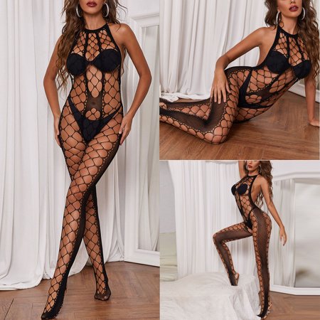 

AURIGATE Sexy Lingerie for Women Women See-Through Mesh Bikini High-Elastic Cutout Bodysuit Underwear Clearance