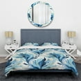 thumbnail image 3 of Designart "Breezy Coastal Ikat In Blue And White" Ikat Bedding Covert Set - Victorian Bed Set With 1 Sham, 3 of 5