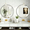 thumbnail image 3 of Lumora 24" Round Bathroom Mirror Modern Circle Mirror Hanging or Wall Mounted, Black, 3 of 5