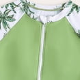 thumbnail image 5 of Avrnliq Girls 2 Piece Rash Guard Swim Set Long Sleeve UPF Sun Protection Tropical Palm Leaf Print Zipper Swim Top with Board Shorts Quick Dry Swimwear Sizes 13-16 Green,Size 16 T, 5 of 9