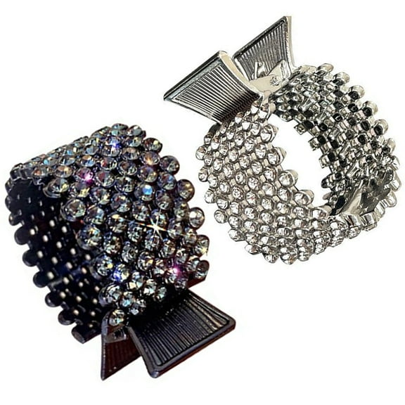 TINKSKY 2Pcs Claw Clip Ponytails for Women Black Rhinstones Styling Beach Games