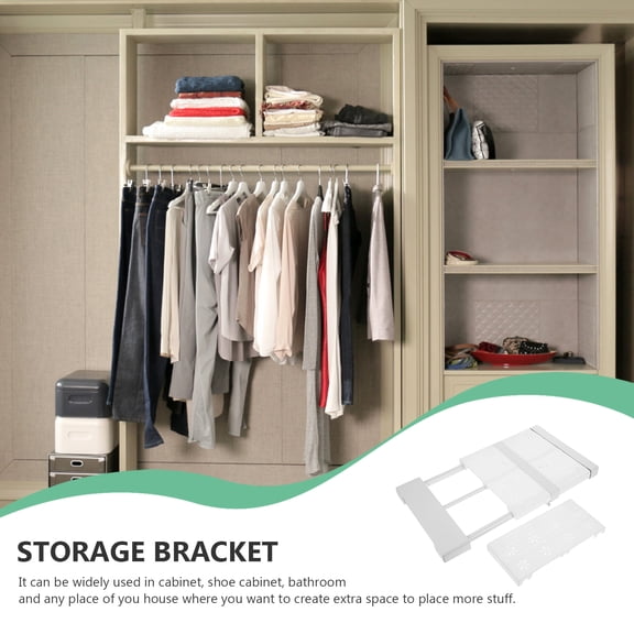 AURARMLET Adjustable White Closet Tension Shelf, Expandable Storage Rack Organizer for Clothes and Accessories