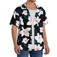thumbnail image 2 of Yiaed Lilies Flowers Print Mens Casual Wrinkle Free Shirts Short Sleeve Button Down Summer Stretch Dress Shirt-Small, 2 of 5
