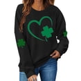 thumbnail image 2 of Up to 65 off!Lolmot St Patricks Day Shirt Women Fleece Lined Sweatshirt Shamrock Long Sleeve Shirts Green Clover Pullover Irish Holiday Heart Print Graphic Tops, 2 of 5