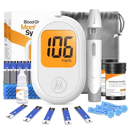 Blood Glucose Monitor Kit - 50 Test Strips and 50 Lancets for Home Use, 500 Memory, No Coding, Diabetes Testing, Blood Glucose Monitoring System