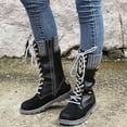 thumbnail image 2 of Bnwani Knee High Boots Women Pile Toe Thick Knee-High Leather Suede Boot Black Size 4.5, 2 of 2