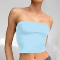 thumbnail image 2 of Fanxing Light Blue Tube Tops for Women L Going Out Crop Sleeveless Tank Bandeau Strapless Casual Shirts （Women's Petite XS-XL), 2 of 7