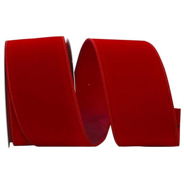 Reliant Ribbon 92270W-908-40F Value Velvet Wired Edge Ribbon - Scarlet - 2.5 in. x 10 yards