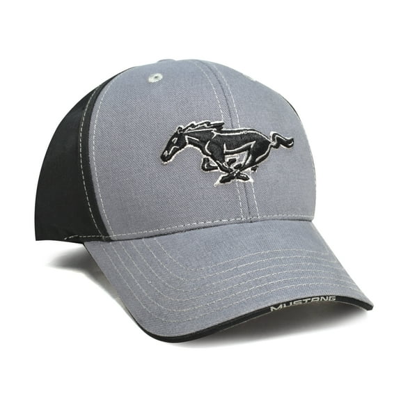 Ford Mustang Logo Sandwich Bill Gray Front Black Baseball Hat