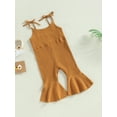 thumbnail image 3 of Bagilaanoe Toddler Baby Girl Summer Jumpsuit Sleeveless Ribbed Romper Overalls 12M 18M 24M 3T 4T 5T Kids Long Flare Pants Casual Outfits, 3 of 8