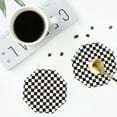 thumbnail image 5 of Pofeuu Black and White Checkerboard Print Leather Coasters Set of 6, Round Cups Mugs Mat Pad for Home Kitchen Heat Resistant Drink Coasters,Octagon, 5 of 7