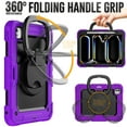 thumbnail image 3 of Case for iPad Pro 11 inch M4 2024/ M5 2025, 360 Rotating Stand Handle Pencil Holder Shoulder Strap Heavy Duty Shockproof Cover, Purple, 3 of 7