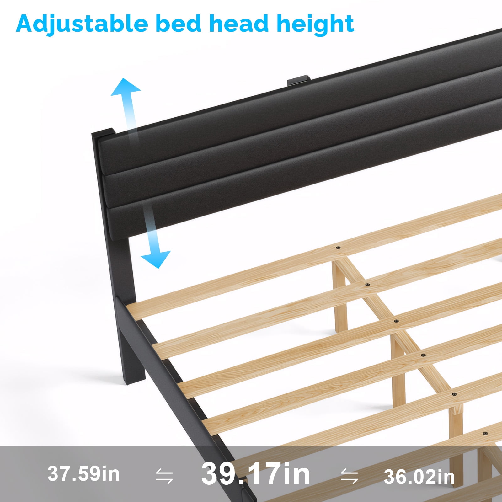 Ktaxon Upholstered Queen Size Bed Frame, Platform Bed  with Headboard, Black