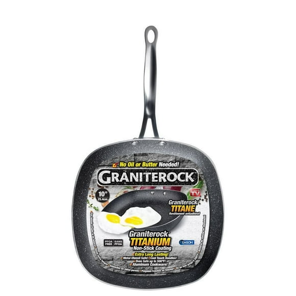 Poêle à Frire Carrée Antiadhésive Granitestone Gris 9,5 po