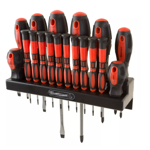 DRHACE-Precision screwdriver set with wall-mounted storage rack – 18-piece set, red and black color scheme