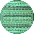 thumbnail image 1 of Ahgly Company Indoor Round Abstract Turquoise Blue Modern Area Rugs, 4' Round, 1 of 4