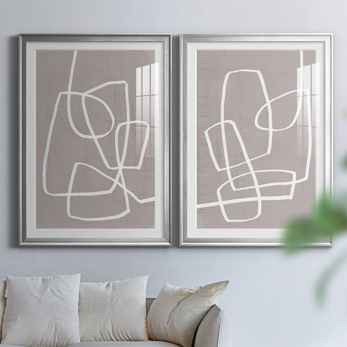 Wexford Home Linen Roundabout I Premium Framed Print, 18.5" x 24.5" - Ready to Hang, Silver (Set of 2)