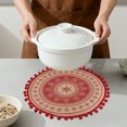 thumbnail image 4 of Unique Bargains Set of 6 Round Farmhouse Placemats for Dining Table Decor Red, 4 of 6