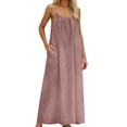 thumbnail image 3 of TaTaai Ladies Casual Loose Fit Backless Maxi Dress Solid Color Sleeveless Round Neck Loungewear with Pockets Gift, 3 of 9