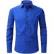 thumbnail image 2 of Men's Cotton Blue Long Sleeve NonIron Dress Shirt Relaxed Button Down, 2 of 5