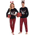 thumbnail image 2 of Christmas Couple Pajamas Matching Sets Mr. & Mrs Antler Loungwear Black Pajamas Set, 2 of 3