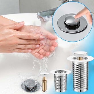 PF WaterWorks EasyPOPUP Universal Bathroom Sink Pop-Up Stopper - Tool-Free Install, Fits Ball Rod Drains, Chrome Finish