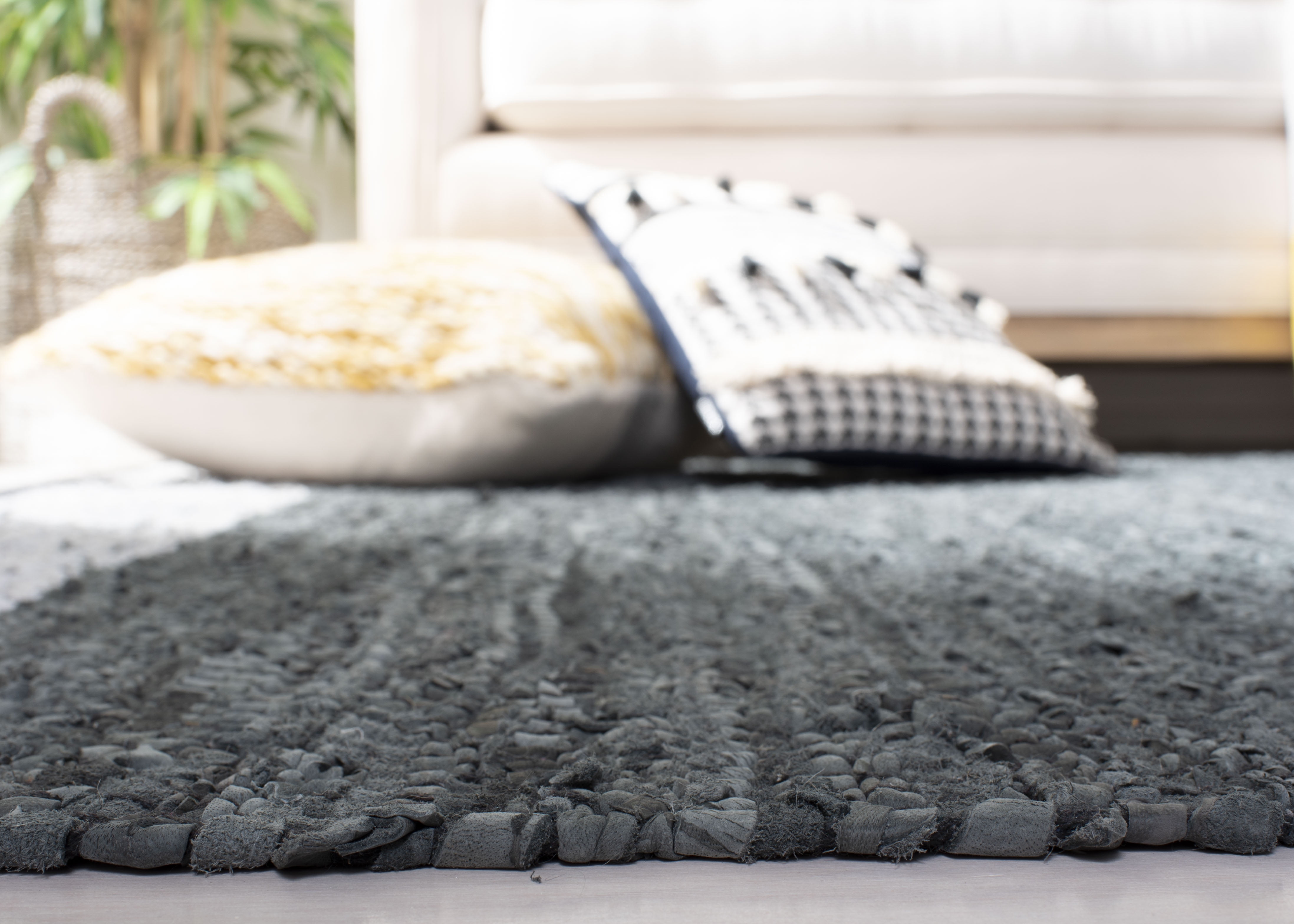 SAFAVIEH Vintage Leather Ayleen Braided Striped Runner Rug, Grey/Silver, 2'3" x 9'