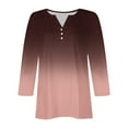 thumbnail image 4 of Fashion 3/4 Sleeve Summer Tops for Womens 2024 Plus Size Casual Printing T-shirt Buttons Blouse V-Neck Casual Tops Gifts for Womens, 4 of 5
