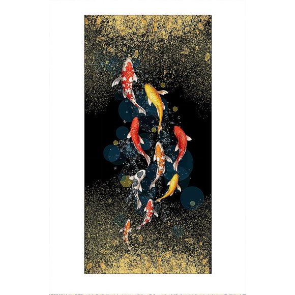 KSIW-Wall Posters Aesthetic Koi Fish Feng Shui Nine Fish Painting Lotus Koi Poster Koi Fish Canvas Wall Art Unframed 10x20inch/25x50cm