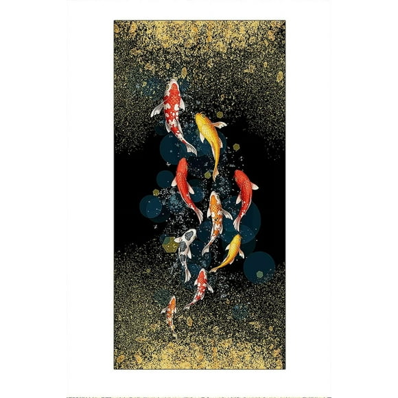 KSIW-Wall Posters Aesthetic Koi Fish Feng Shui Nine Fish Painting Lotus Koi Poster Koi Fish Canvas Wall Art Unframed 10x20inch/25x50cm