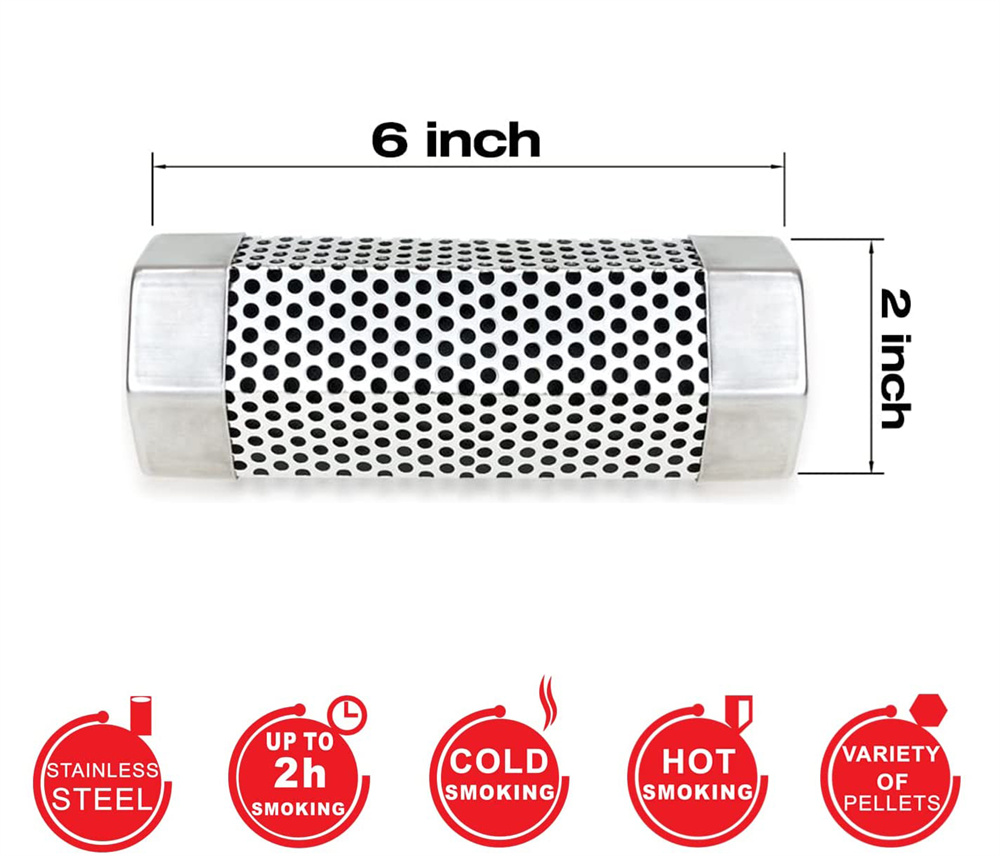 NOGIS Pellet Smoker Tube, 2Pcs Outdoor Smokers BBQ Grill Smoker Tube Mesh Tube Pellets Smoke Box 6in Stainless Steel Barbecue Accessory for Electric Gas Charcoal，6inch - image 4 of 7
