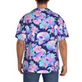 thumbnail image 7 of Balery pinkk flower crystal Skull Men's Casual Button Down Shirt Short Sleeve Textured Summer Cuban Beach Shirts-X-Large, 7 of 7