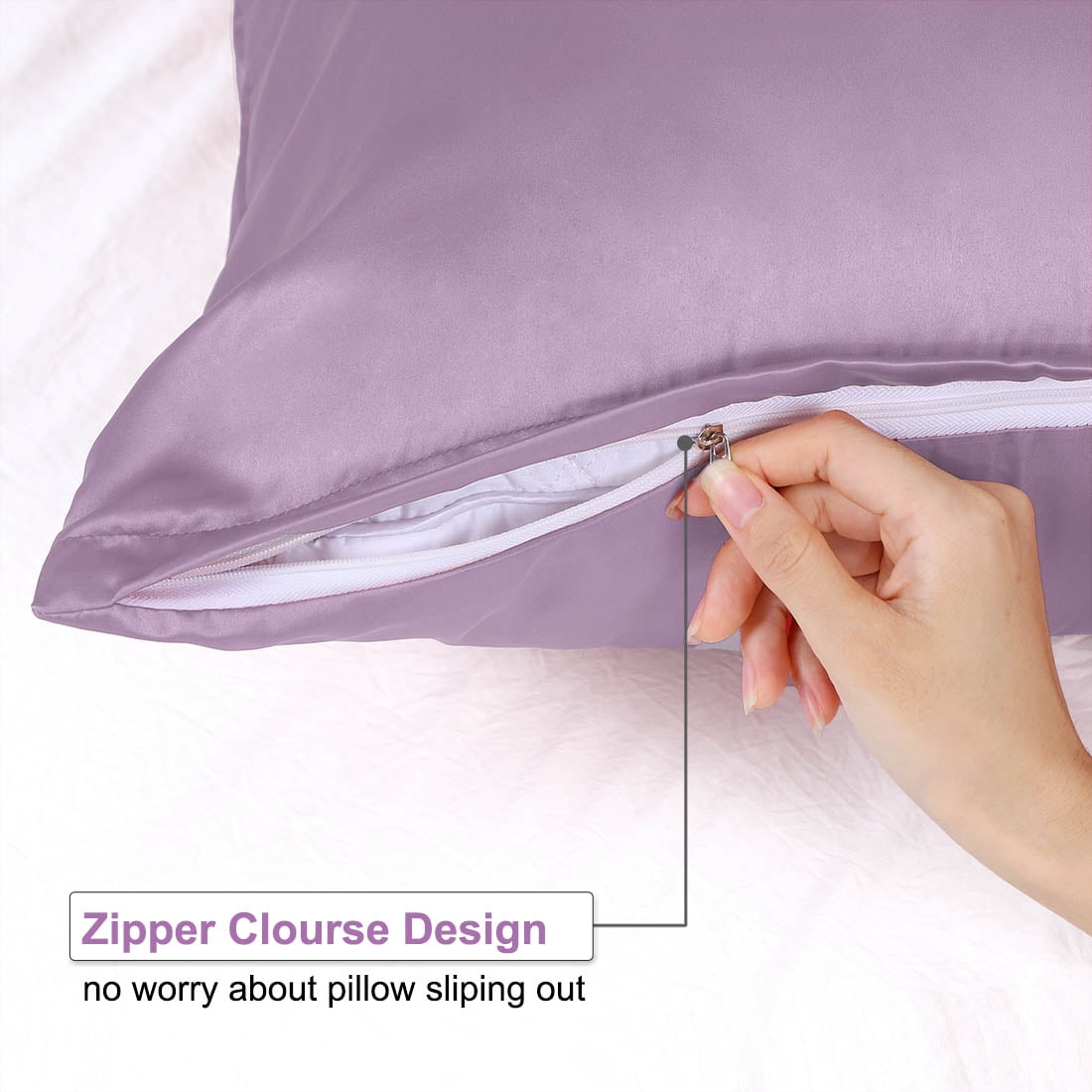 Unique Bargains 2 Pack Silky Satin Pillow Cover Cases Mauve 21" x 27"