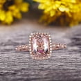 thumbnail image 3 of Milgrain Art Deco 2.05 Carat 7mm Cushion Cut Morganite Engagement Ring With 10k Rose Gold Shining Sparkling Halo, 3 of 6