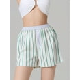 thumbnail image 3 of Hirigin Women Y2K Lounge Shorts Elastic Waist Cute Striped Pajama Shorts Summer Pinstripe Print Boxer Shorts Going Out Pants, 3 of 8