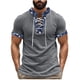 thumbnail image 2 of Ceisia Men's Slim Fit Short Sleeve Lace-Up Henley Top Ribbed Texture Paisley Patchwork Flower Collar Drawstring Spring Summer Shirt Gift, 2 of 9