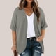 thumbnail image 2 of Ropa para mujer,Cárdigan de talla grande, suéter informal abierto por delante para mujer, manga corta, mezcla de poliéster y elastano, para usar en casa, sopatenor, 2 of 9